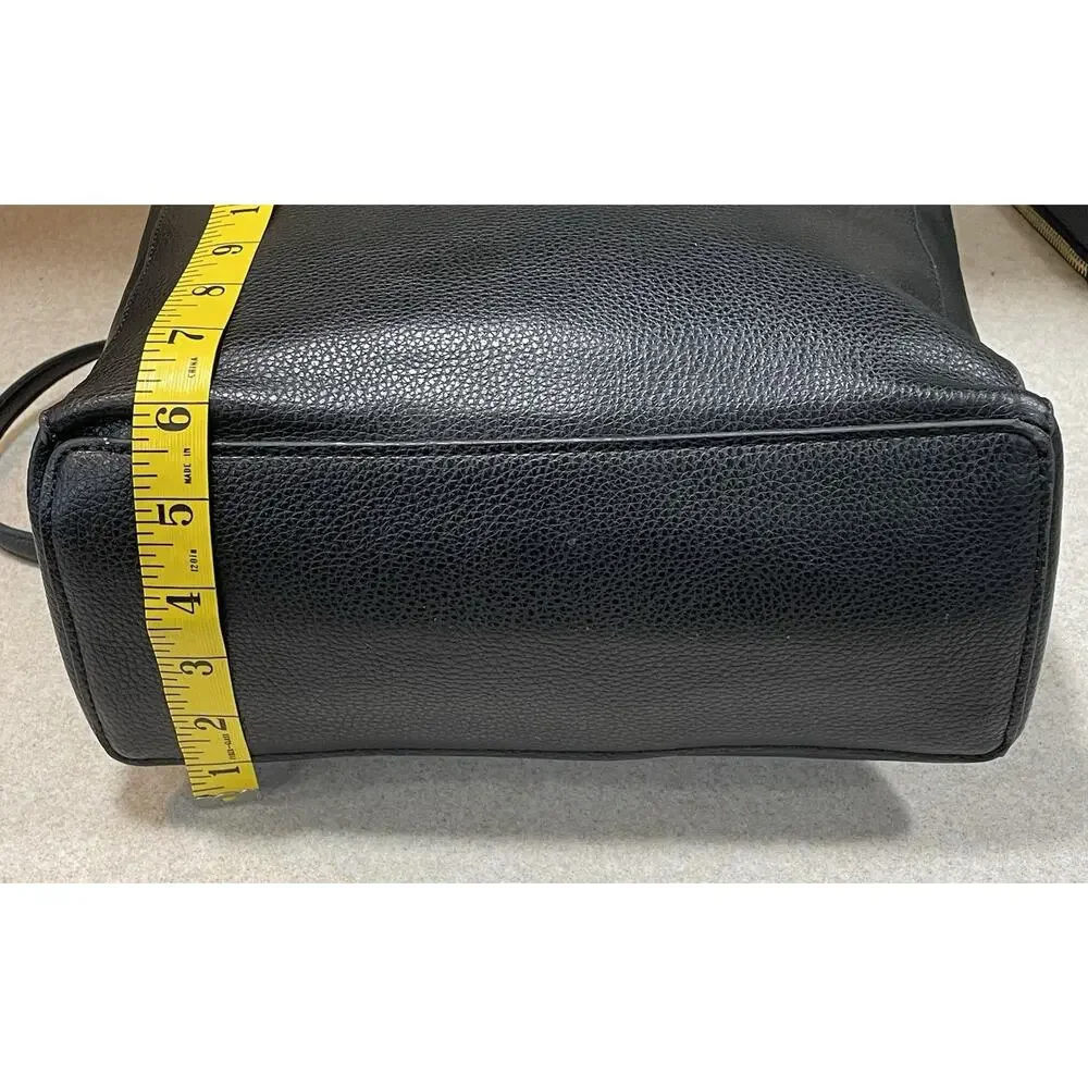 Steve Madden Black Leather Pebbled Tote + Matching Makeup Wristlet-Shoulder Bag